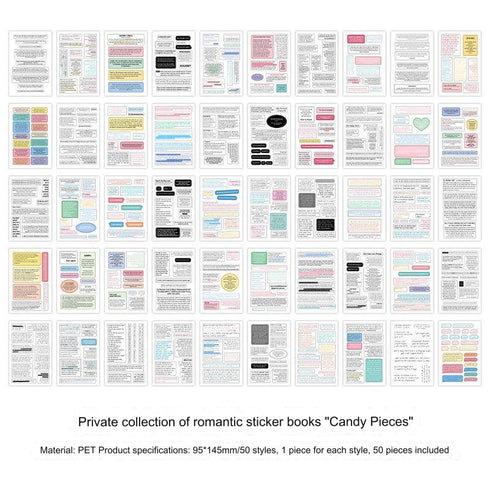 50 Sheets - PET Die Cut Sticker Book | Ballet & Insta Style