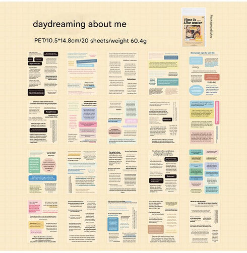 20 Sheets Quote PET Stickers Book| Bacis Style