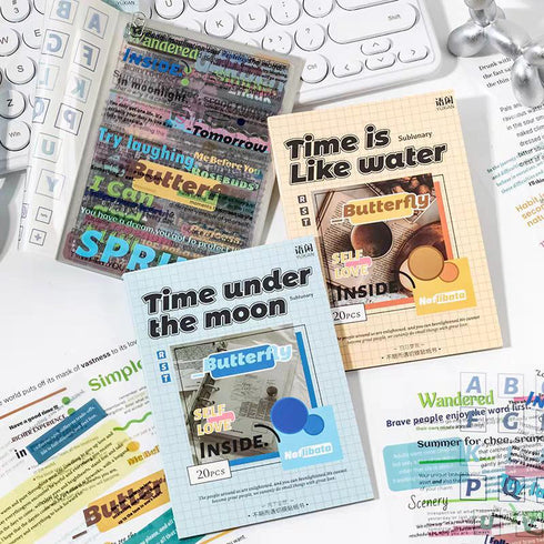 20 Sheets Quote PET Stickers Book| Bacis Style