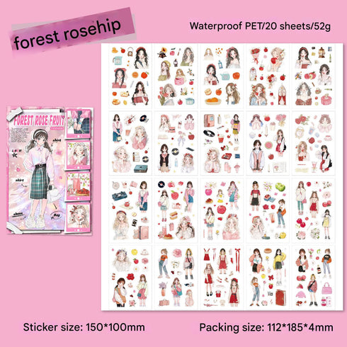 20 Sheets - PET Die Cut Sticker Book | Flower Girl Boy Style