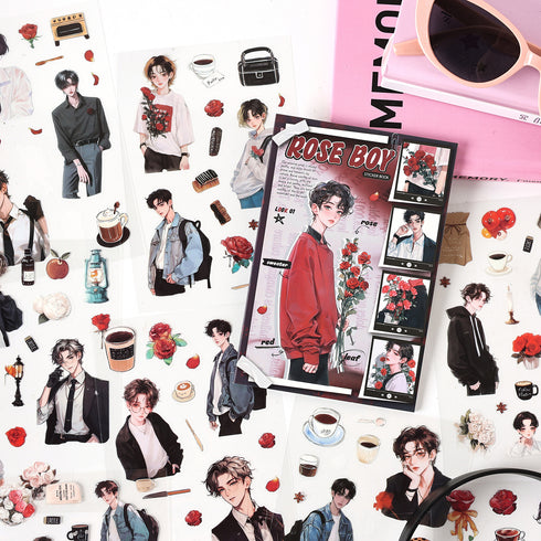 20 Sheets - PET Die Cut Sticker Book | Flower Girl Boy Style