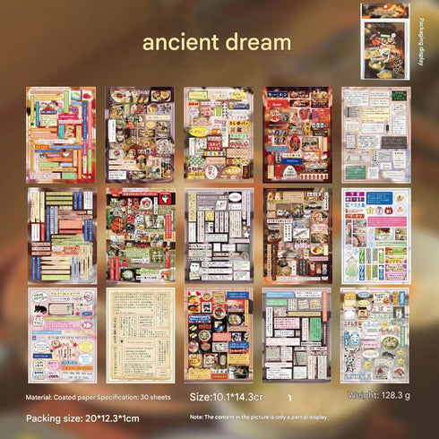 30 sheets A6 Die Cut Sticker Books | Japenese Retro Showa Style