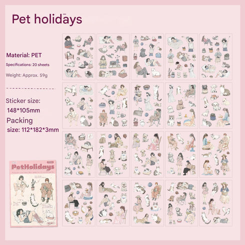 20 Sheets - PET Die Cut Sticker Book |School Life Style