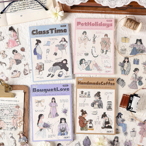 20 Sheets - PET Die Cut Sticker Book |School Life Style