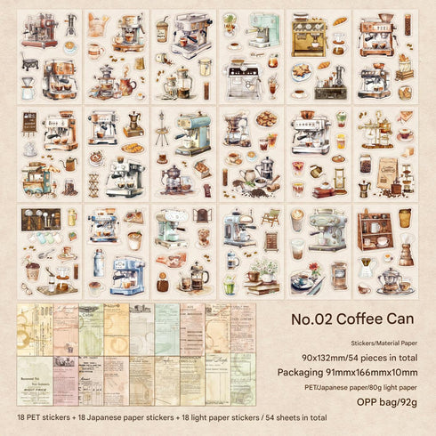 54 Sheets Multi Material Stickers Book| Vintage Style