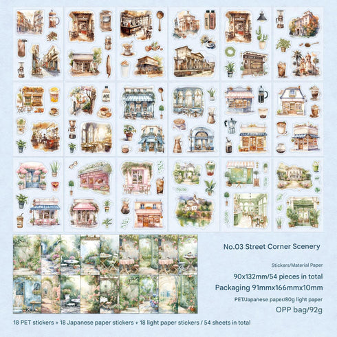 54 Sheets Multi Material Stickers Book| Vintage Style