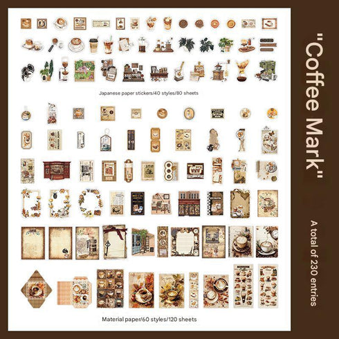 200 Pcs - Scrapbook Kit 80 Stickers + 120 Material Papers| Vintage Style