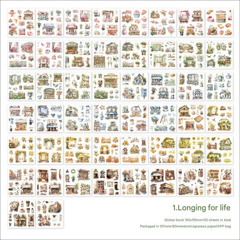 50 Sheets Washi Stickers Book| Vintage Style