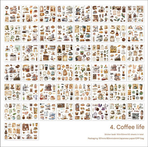 50 Sheets Washi Stickers Book| Vintage Style