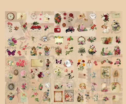 100Pcs Vintage Forest Series Sticker Box