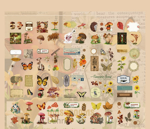 100Pcs Vintage Forest Series Sticker Box