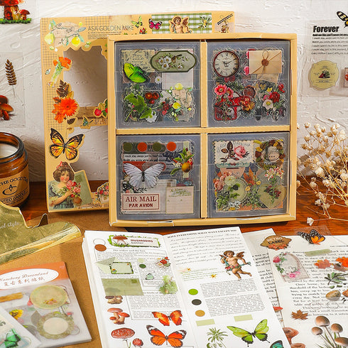 100Pcs Vintage Forest Series Sticker Box