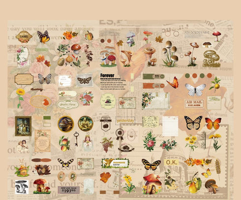100Pcs Vintage Forest Series Sticker Box
