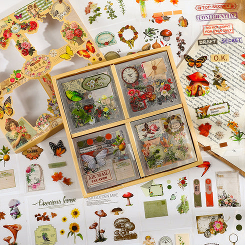 100Pcs Vintage Forest Series Sticker Box