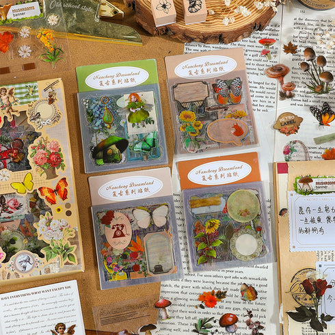 100Pcs Vintage Forest Series Sticker Box