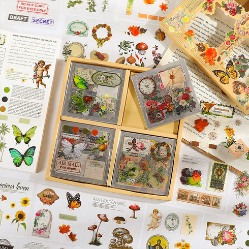 100Pcs Vintage Forest Series Sticker Box